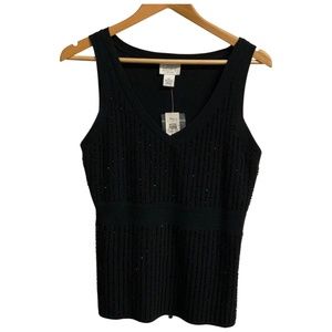 Ann Taylor Loft Sleeveless Top Black Sequin Embellished